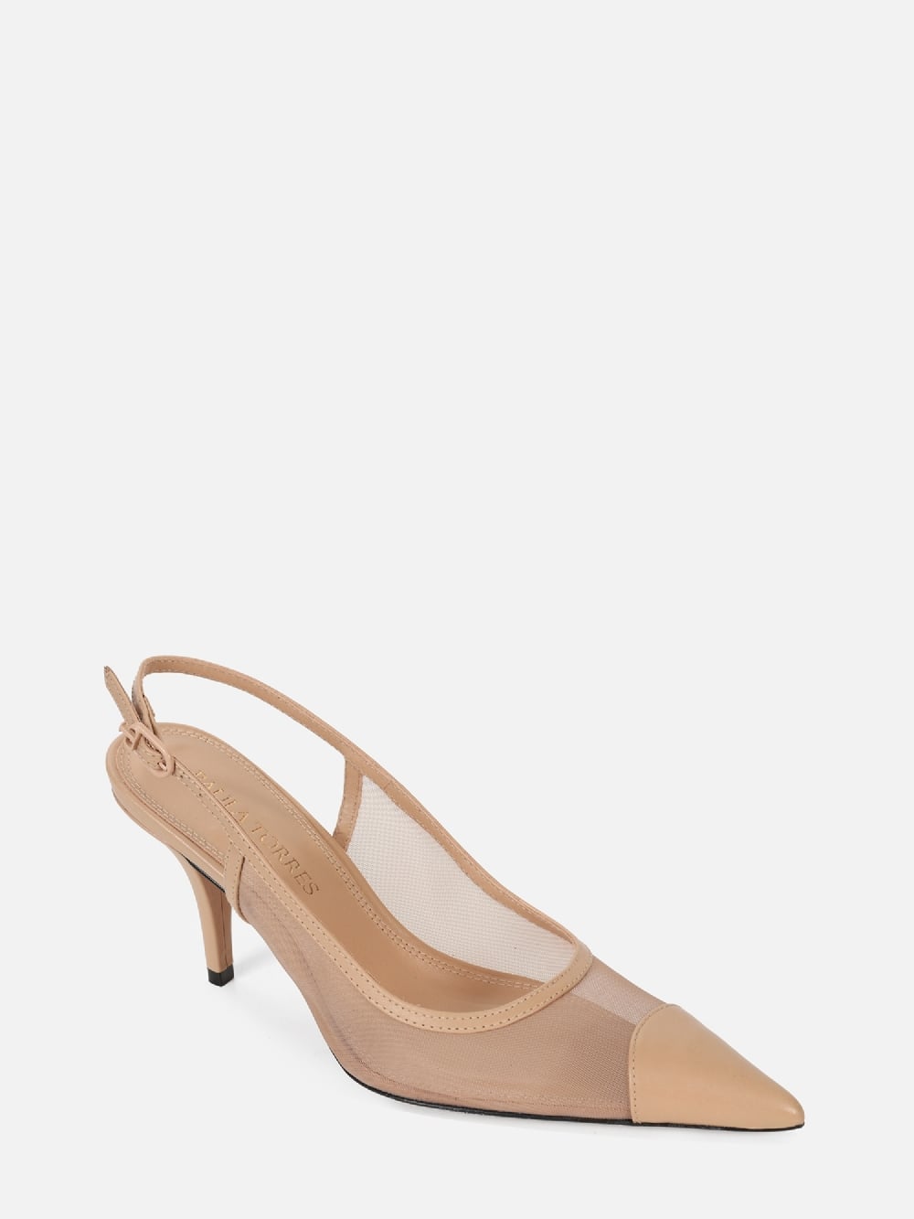 SCARPIN EM TELA JOLIE NUDE SALTO MÉDIO FINO