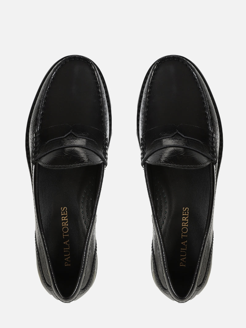MOCASSIM EM COURO CASSIE PRETO