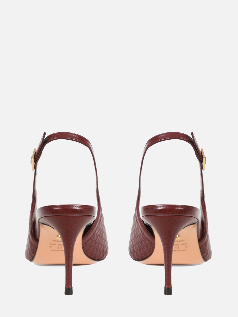 SCARPIN EM COURO ALICIA BURGUNDY TRESSE SALTO MÉDIO FINO