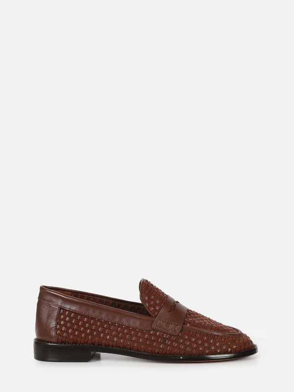 MOCASSIM EM COURO E CAMURÇA ALICIA CHOCOLATE TRESSE