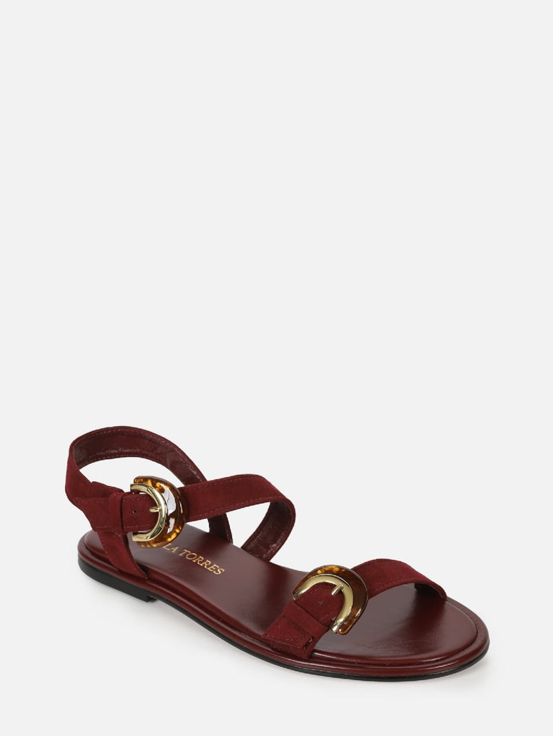 RASTEIRA EM CAMURÇA CASSIE BURGUNDY FIVELA TARTARUGA