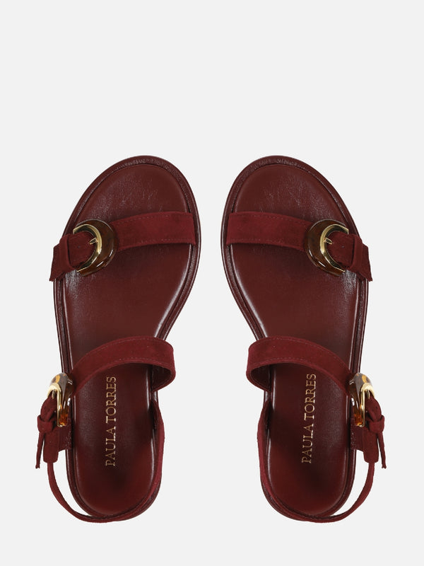 RASTEIRA EM CAMURÇA CASSIE BURGUNDY FIVELA TARTARUGA