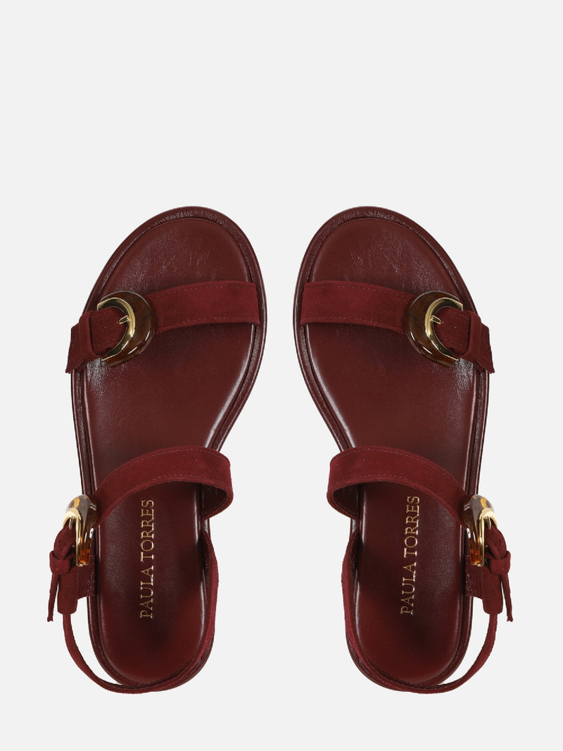 RASTEIRA EM CAMURÇA CASSIE BURGUNDY FIVELA TARTARUGA