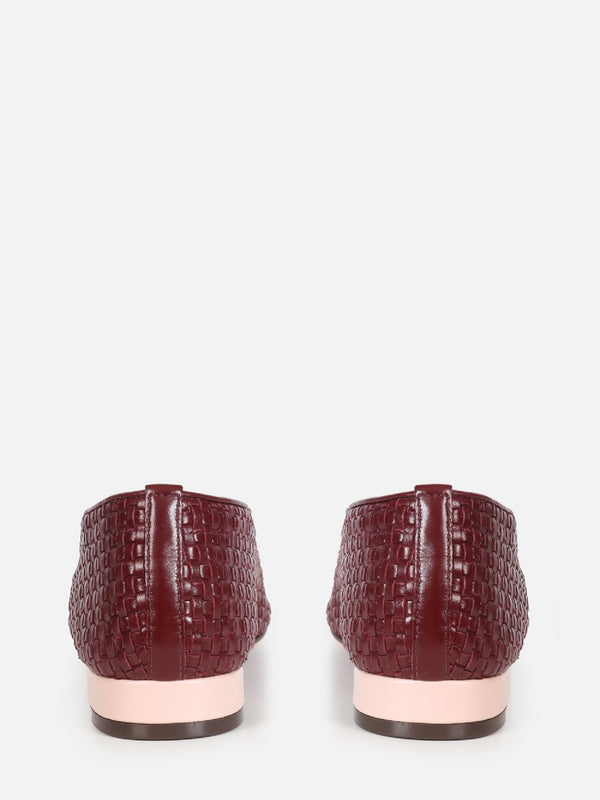 SAPATILHA EM COURO ALICIA BURGUNDY TRESSE BIQUERA