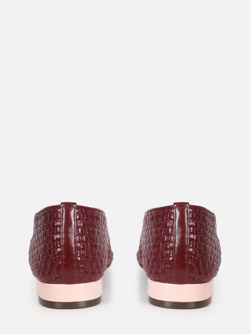 SAPATILHA EM COURO ALICIA BURGUNDY TRESSE BIQUERA