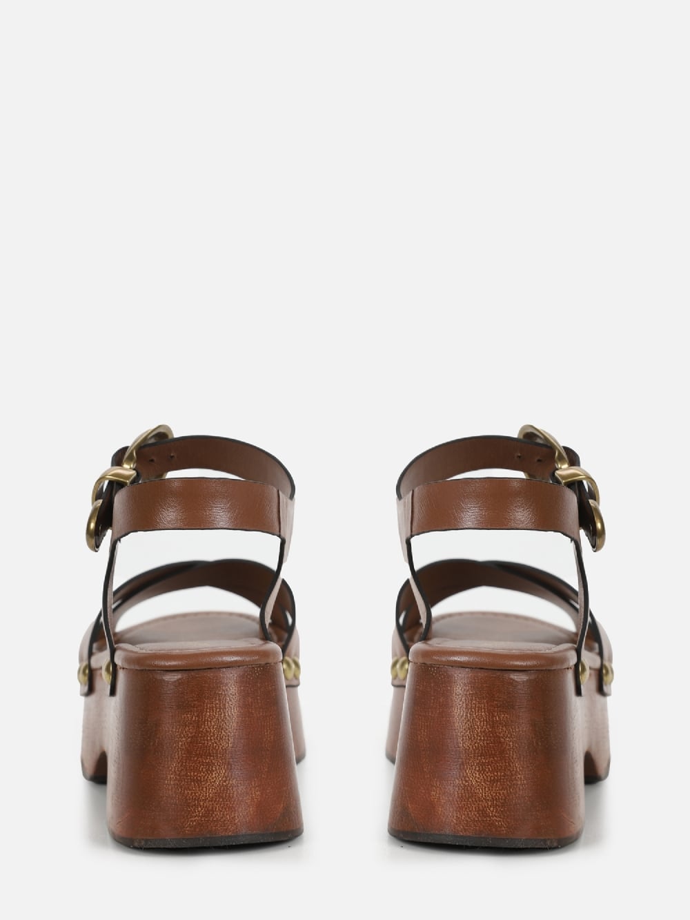 FLATFORM EM COURO LEONA TOBACOM COM PLATAFORMA DE MADEIRA