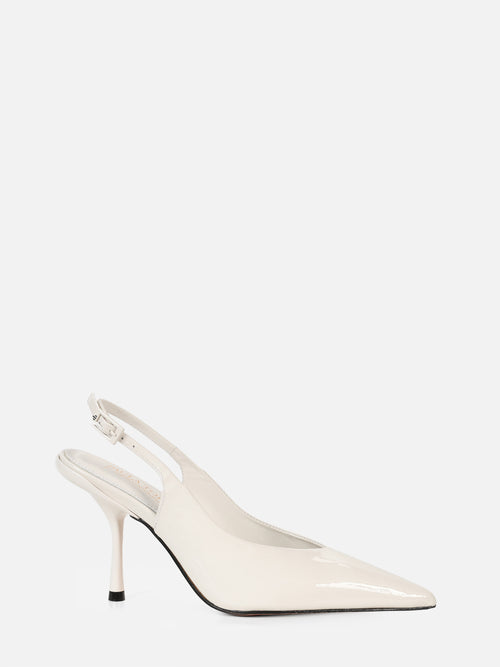 SCARPIN EM COURO VERNIZ AGNES OFF WHITE SALTO ALTO FINO SLINGBACK