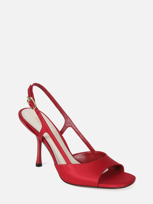 SANDÁLIA EM CETIM DUALITE SALTO ALTO VERMELHO
