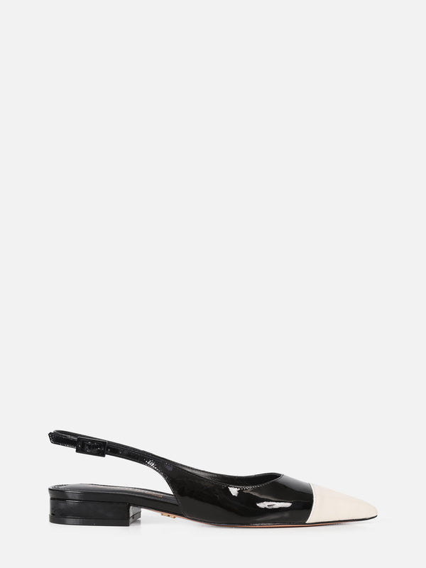 SAPATILHA EM COURO VERNIZ MARIE BICOLOR SLINGBACK BICO FINO