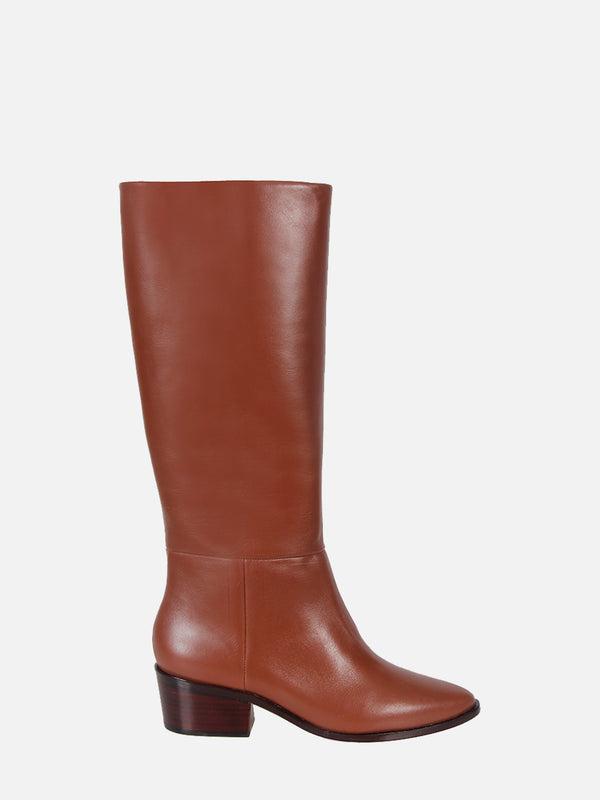 BOTA EM COURO LEA APPLE CANO ALTO SALTO BAIXO