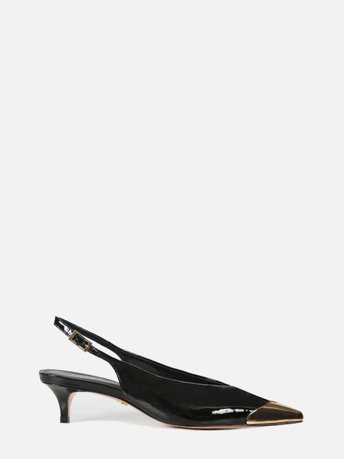 SCARPIN DE COURO VERNIZ LIZ PRETO SALTO BAIXO