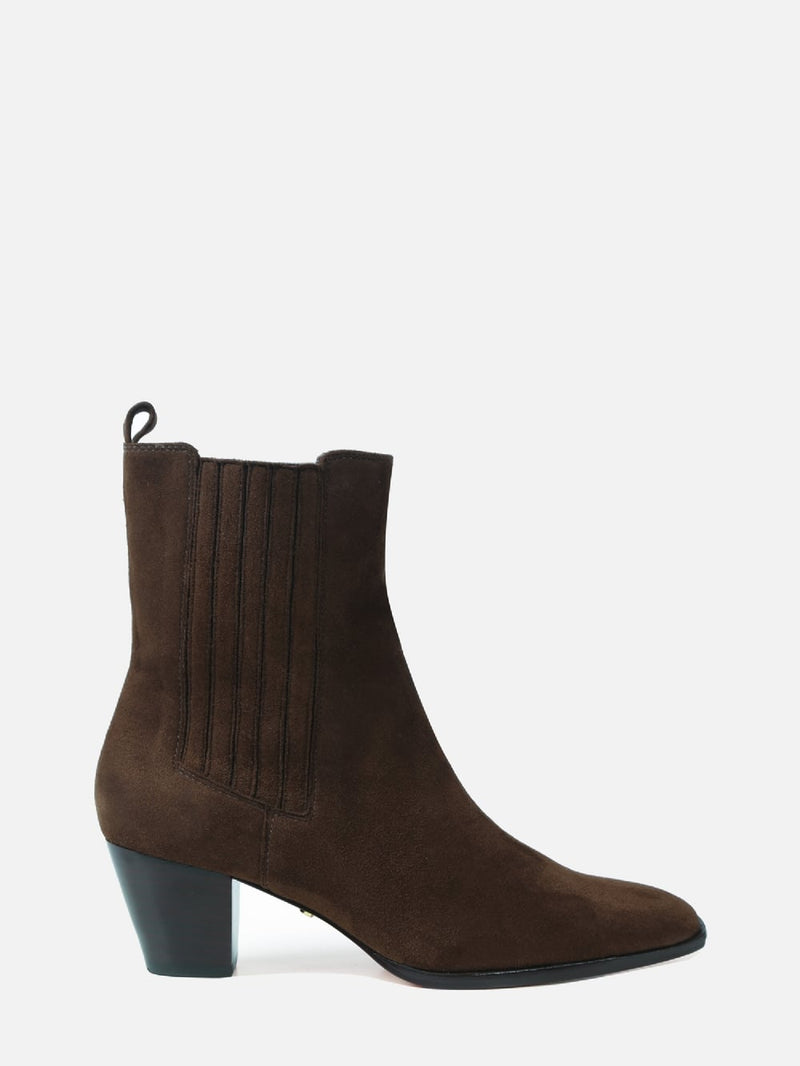 BOTA DE CAMURÇA CICI CAFÉ CHELSEA SALTO MÉDIO