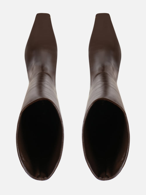 BOTA DE COURO MARICI CAFÉ CANO ALTO